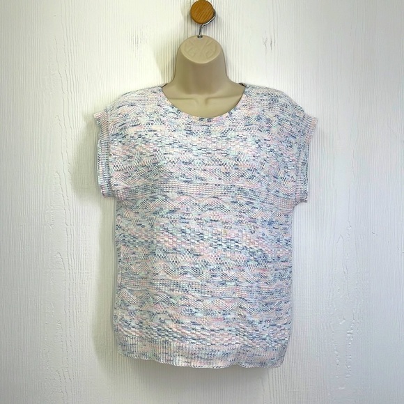 Vintage - Short Cap Sleeve Light Pastel Knitted Sweater Size Small - Picture 1 of 12